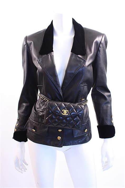 vente veste chanel vintage|Chanel leather jackets.